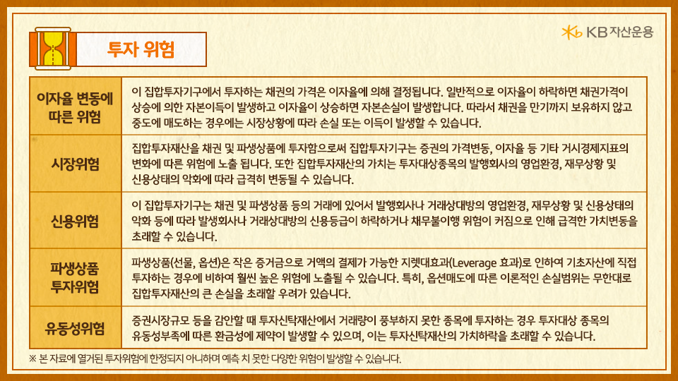 'kb 장기 국공채 플러스 펀드'의 투자 위험 요소들.